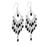 Best selling genuine silver top design black onyx Indian bezel earrings